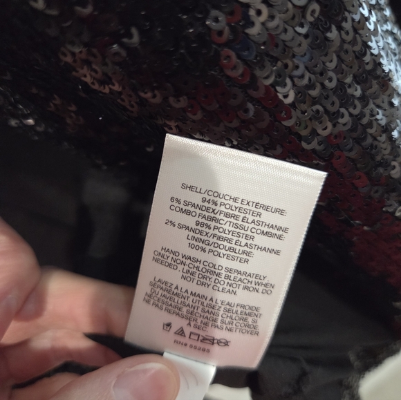 Express Black Sequin Peak Lapel Boyfriend Tuxedo Blazer Jacket Satin Trim | XS - Picture 6 of 8